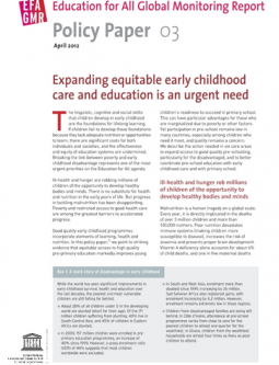 Equitable early childhood care and education