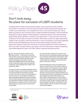 No place for exclusion of LGBTI students