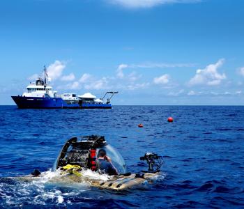 Scientists collect ocean data using specialist equipment. 