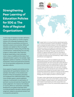 Strengthening Peer Learning of Education Policies for SDG 4: The Role of Regional Organizations
