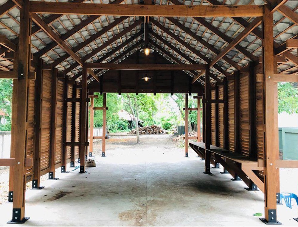 The completed woodshop allows Thai artisans to hone their crafts.  