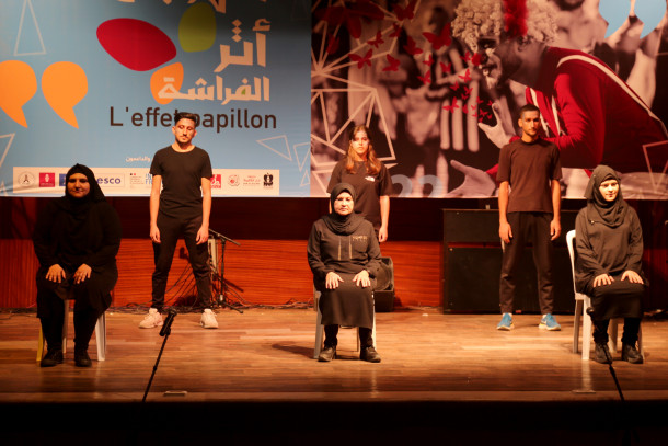 Hind performing on stage at Butterfly Effect festival, Gaza 