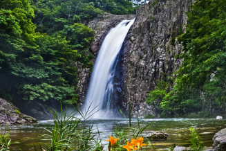 Waterfall in the Jiksofall geosite, Jeonbuk West Coast UNESCO Global Geopark, Republic of Korea 