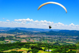 Paragliding  over the Cerro da Figueira Geosite, Quarta Colônia UNESCO Global Geopark, Brazil