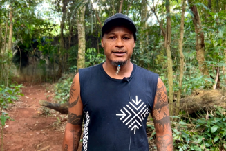 Guarani community leader, Mata Atlântica Biosphere Reserve, Brazil