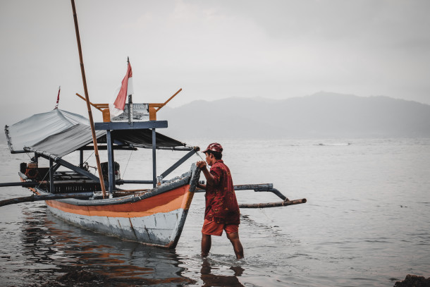 A fisherman in Indonesia