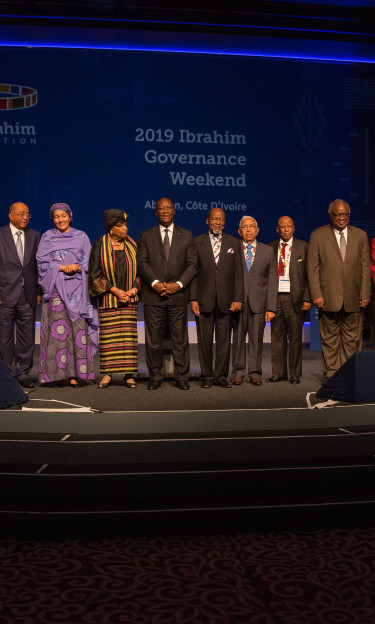 Mo Ibrahim and attendees of the Ibrahim Governance Weekend