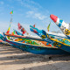 Traditional painted wooden fishing boats