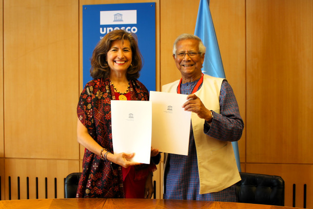 ADG/SHS Gabriela Ramos with Professor Muhammad Yunus