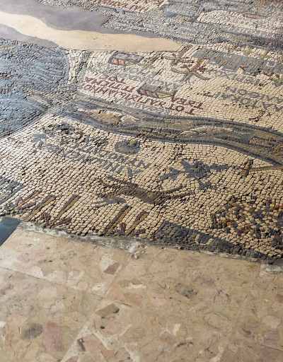 Large Byzantine-era mosaic map of the Holy Land at Madama Church