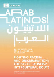 Flyer of the Arab Latinos Panel at the Global Forum against Racism and Discrimination