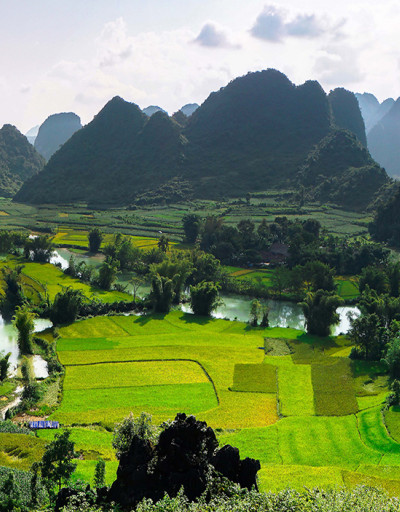 Phong nam panorama in the Cao Bang UNESCO Global Geopark, Viet Nam