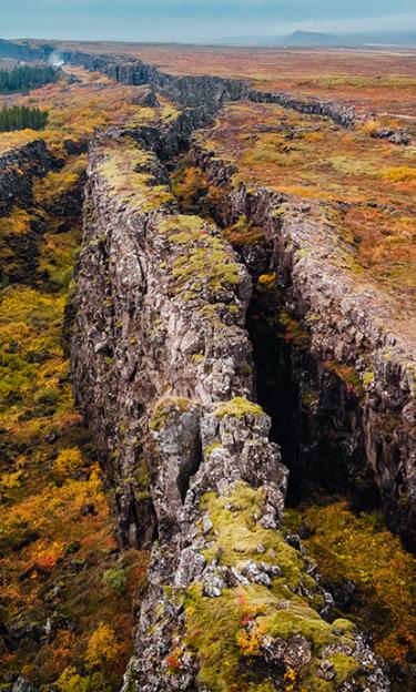 Þingvellir, the only place in the world where the Mid-Atlantic Rift is above sea-level, dividing the the North American tectonic plate and the Eurasian plate, Iceland