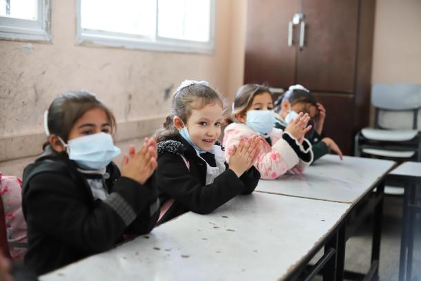 Girls at school in Gaza 